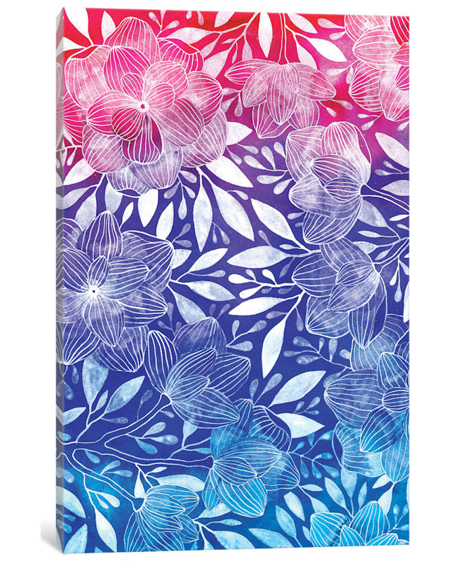 East Urban Home Ombre Floral I Painting Print On Canvas Wayfair