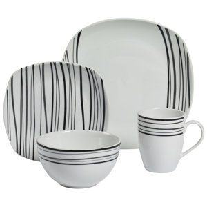 Justin 16 Piece Dinnerware Set, Service for 4