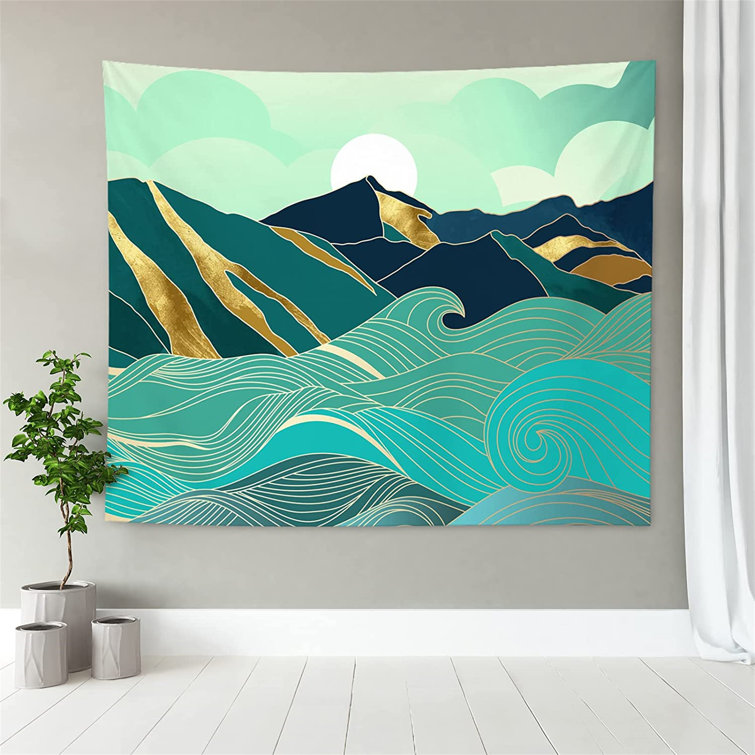 Sea Scenery Print Tapestry Wall Hanging Art Sunset Tapestry Living Room Decor 