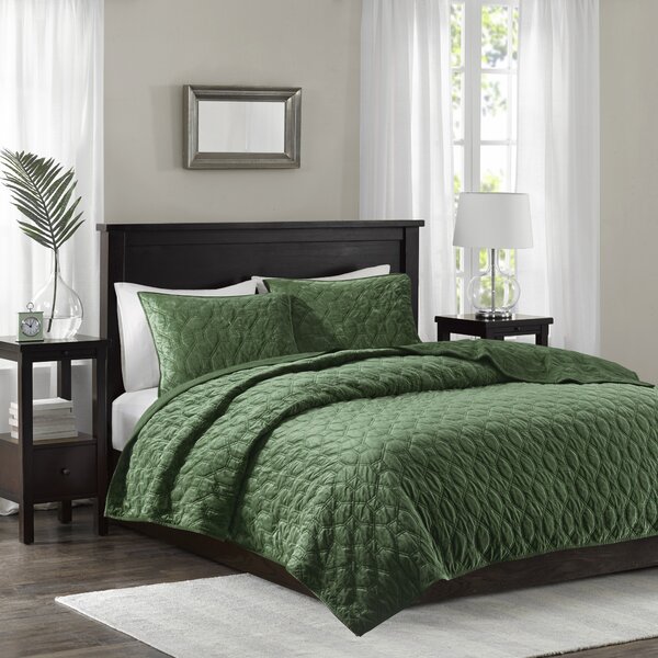 Modern Contemporary Green Velvet Coverlet Allmodern