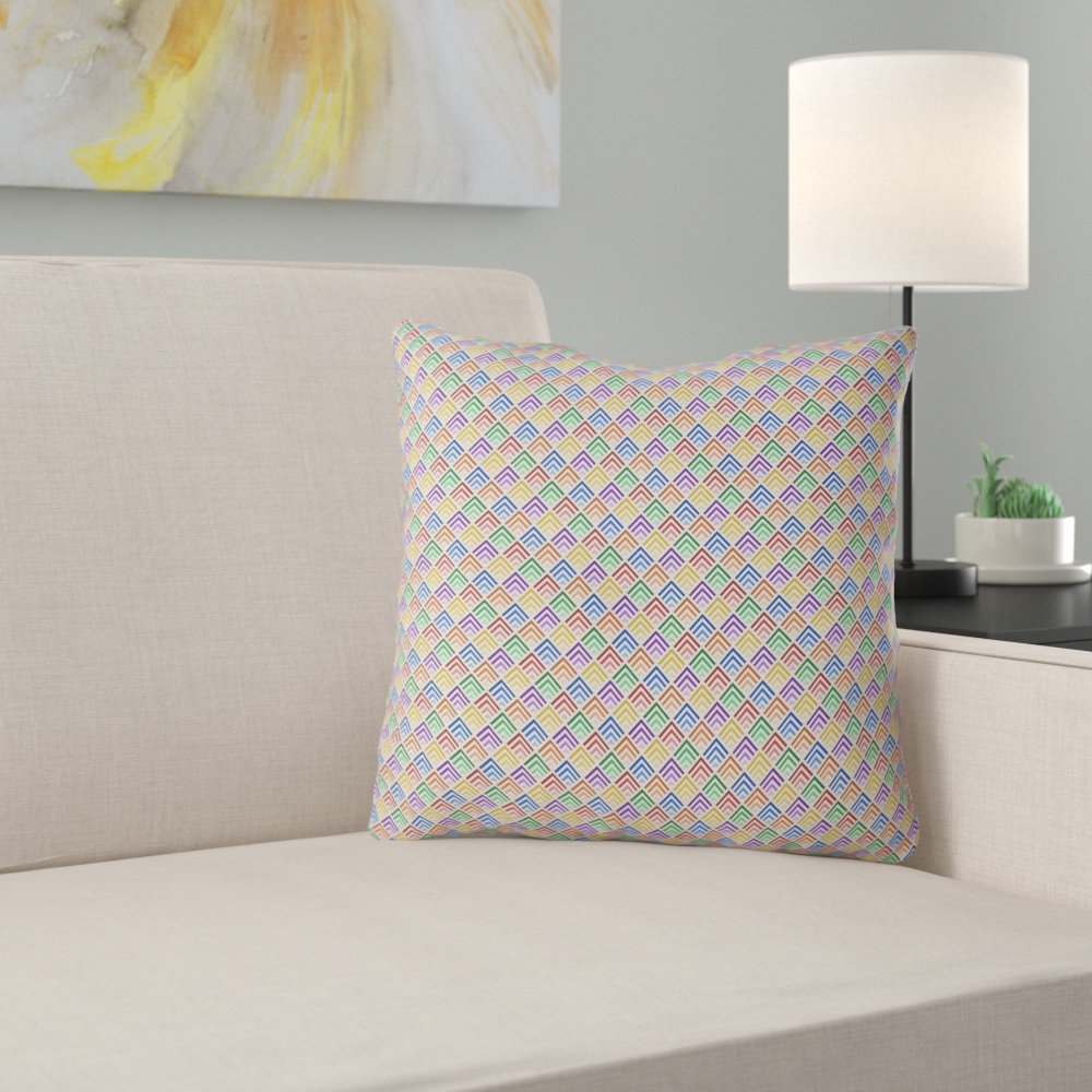 Latitude Run Avicia Rainbow Geometric Indoor Outdoor Throw Pillow Wayfair