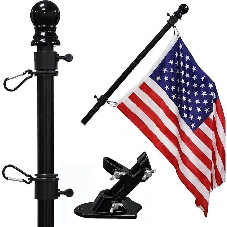Flag Pole Kit House Bracket Holder Stand Stainless Steel Flagpole 5FT USA 