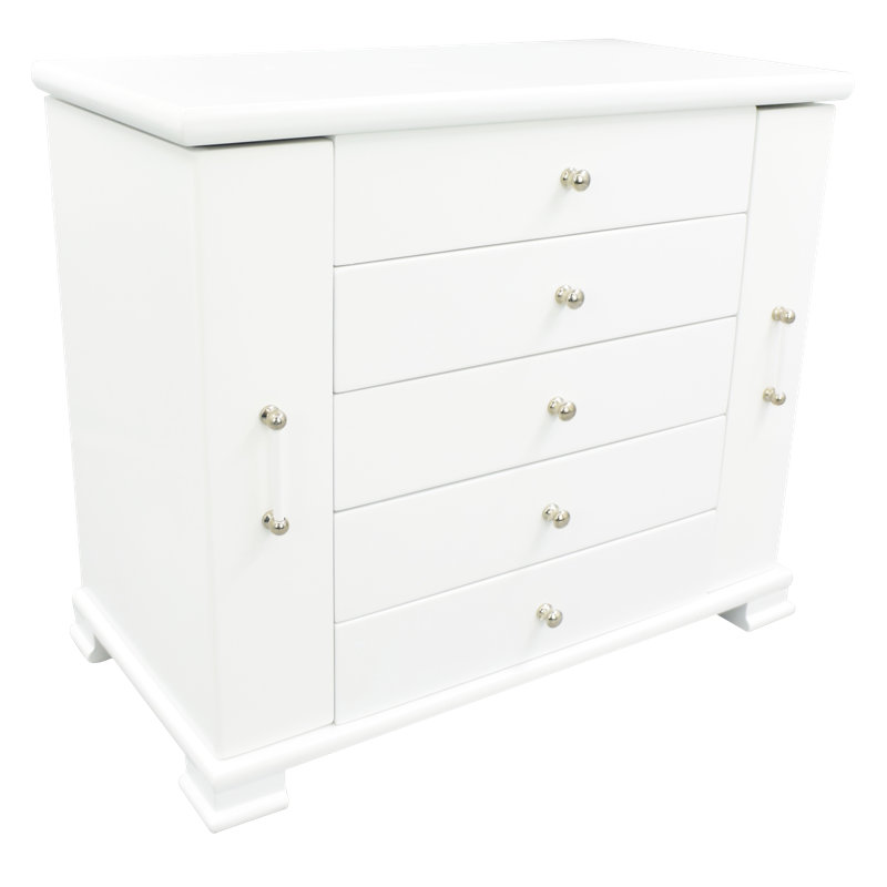 white jewelry box with drawers