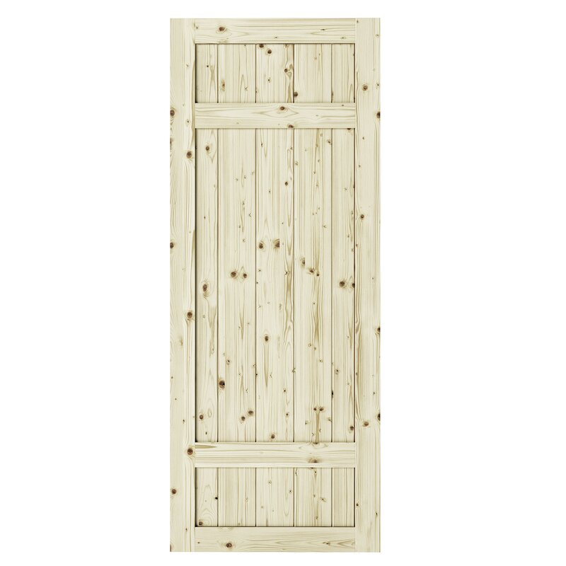 Colonial Elegance Paneled Wood Unfinished Barrel Barn Door Without
