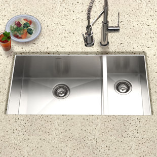 70 30 Kitchen Sink Wayfair Contempo 33 X 18 Zero Radius Undermount Double Bowl 70 30 Kitchen Sink