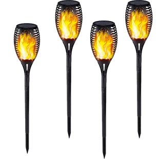 2 Pack Solar Torch Lights Auto On/Off 3 Modes Waterproof Outdoor Solar Landscape Decor Lights Flickering Dancing Flames Lights Sun/USB Powered Security Path Light for Lawn,Patio,Garden,Yard,Driveway 