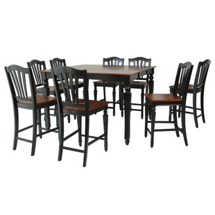 Onoway 9 Piece Counter Height Extendable Solid Wood Dining Set by