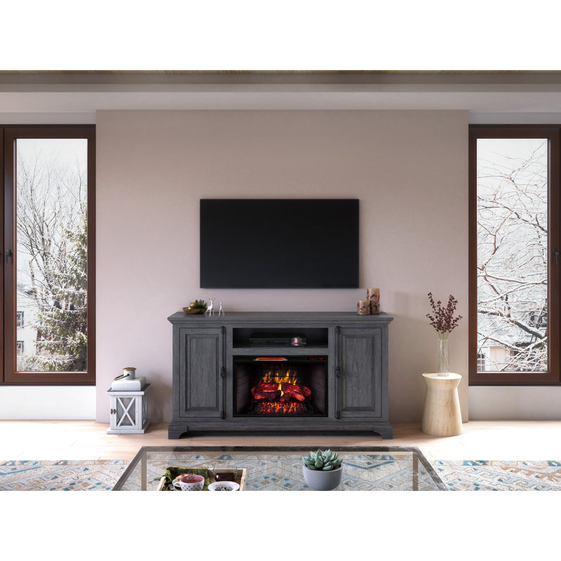 Scott Living Lakewood Tv Stand For Tvs Up To 72 With Electric Fireplace Included Wayfair