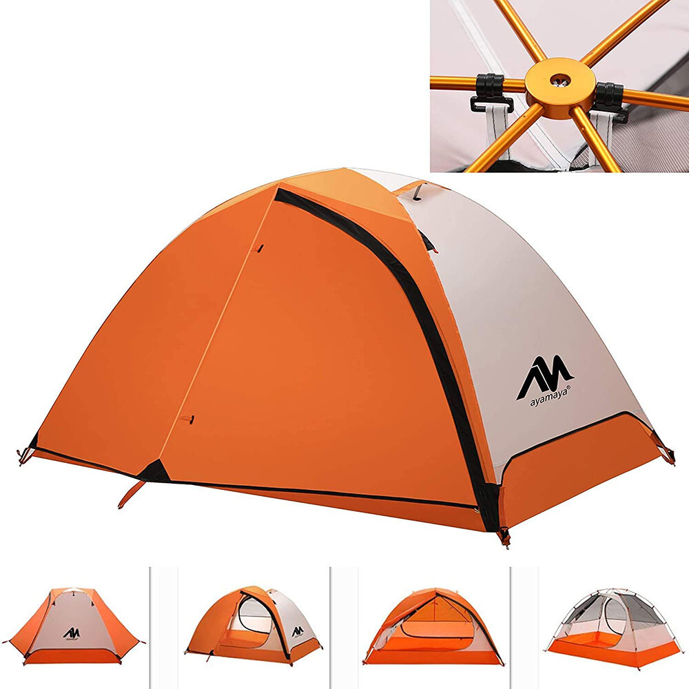 Cloud Up 1 Person Tent Double-layer Outdoor Camping Tent Ultralight Portable 4 Seasons Tent Waterproof Camp Tent for Backpacking Traveling Hiking