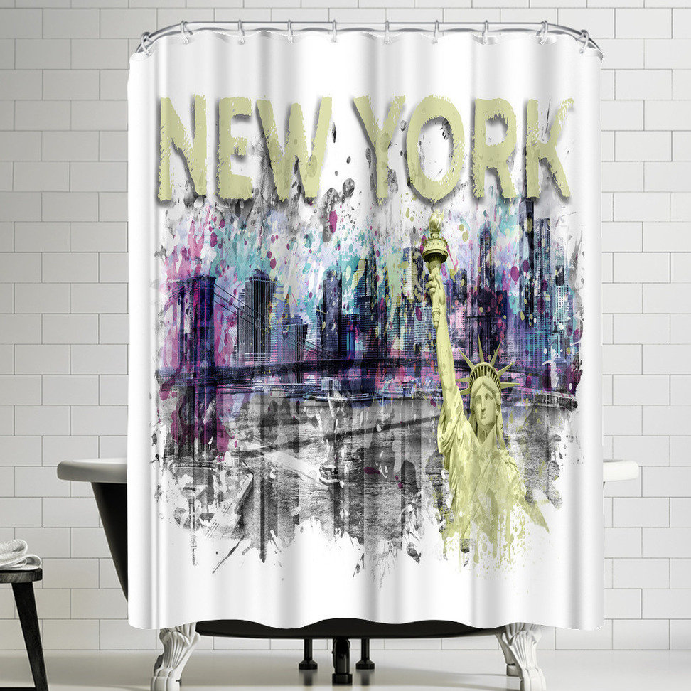 East Urban Home Melanie Viola Modern Art New York City Skyline Single Shower Curtain Wayfair