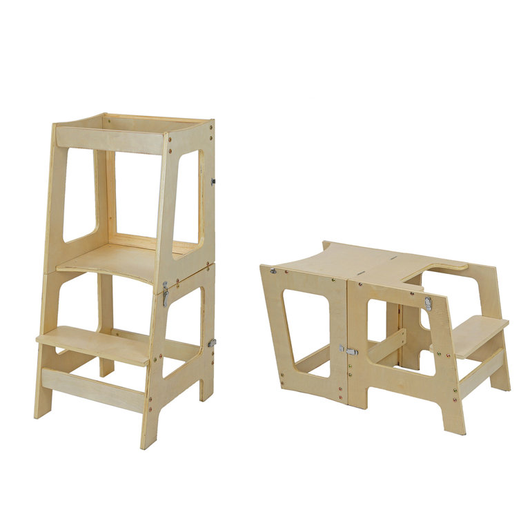 2-In-1 Convertible Kids Kitchen Step Stool With Magnetic Activity Board  Toddler Helper Stool, Brown