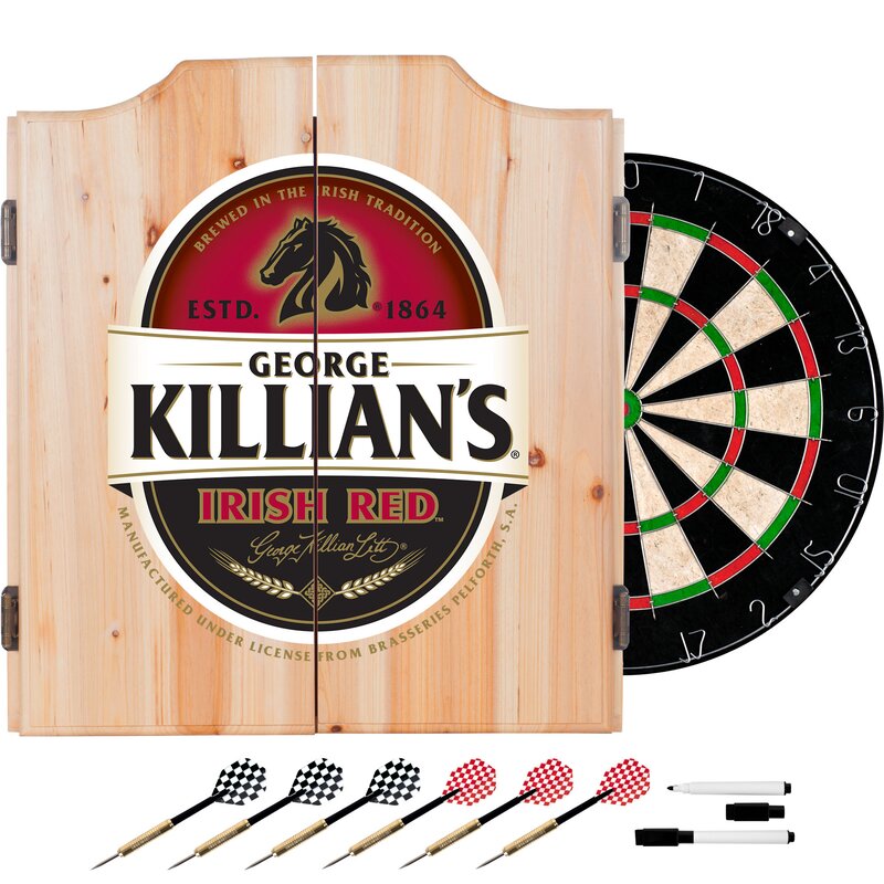 Trademark Global Killians Irish Red Dartboard And Cabinet Set