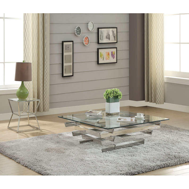 Wrought Studio Mascorro Tempered Glass 2 Piece Coffee Table Set Wayfair