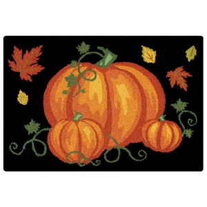 Pumpkin Patch Halloween Wool Black Area Rug