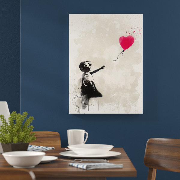 Banksy Girl And Balloon Foil print Black Red Graffiti Wall Art Home Decor Poster