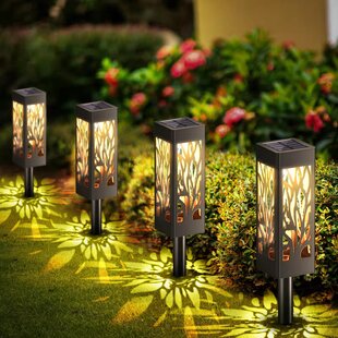 LED Solar Pillar Light Lantern Exterior Waterproof Garden Yard Landscape Light 