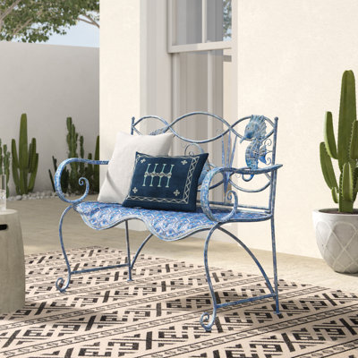 Zev Blue Fish Cast Iron Garden Bench INCOMPLETE 