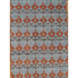 Ikat Hand-Tufted Blue/Orange Area Rug