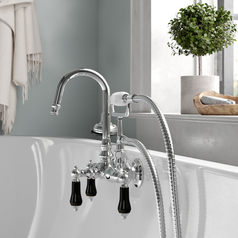 Duchess Triple Handle Wall Mounted Clawfoot Tub Faucet With Diverter And Handshower Reviews Birch Lane