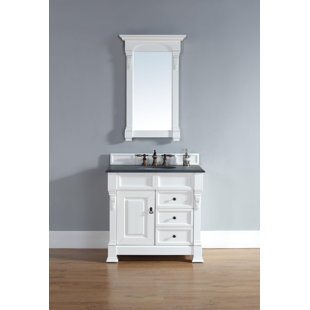 White Vanity With Black Top Wayfair Bedrock 36 Single Cottage White Bathroom Vanity Set With Drawers
