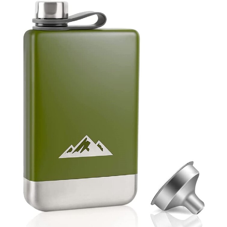 Leather Covered Hip Flask With 3 Caps For Men Outdoor Travel Stainless Steel 8oz 