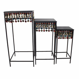 Cossette Squared Metallic 3 Piece Nesting Tables by World Menagerie Bargain