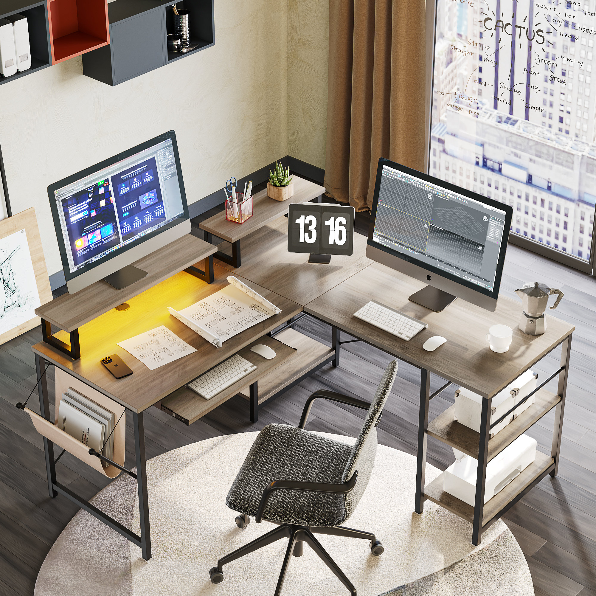 Trent Austin Design® Orndorff L Shaped Corner Desk or 2 Person Long ...