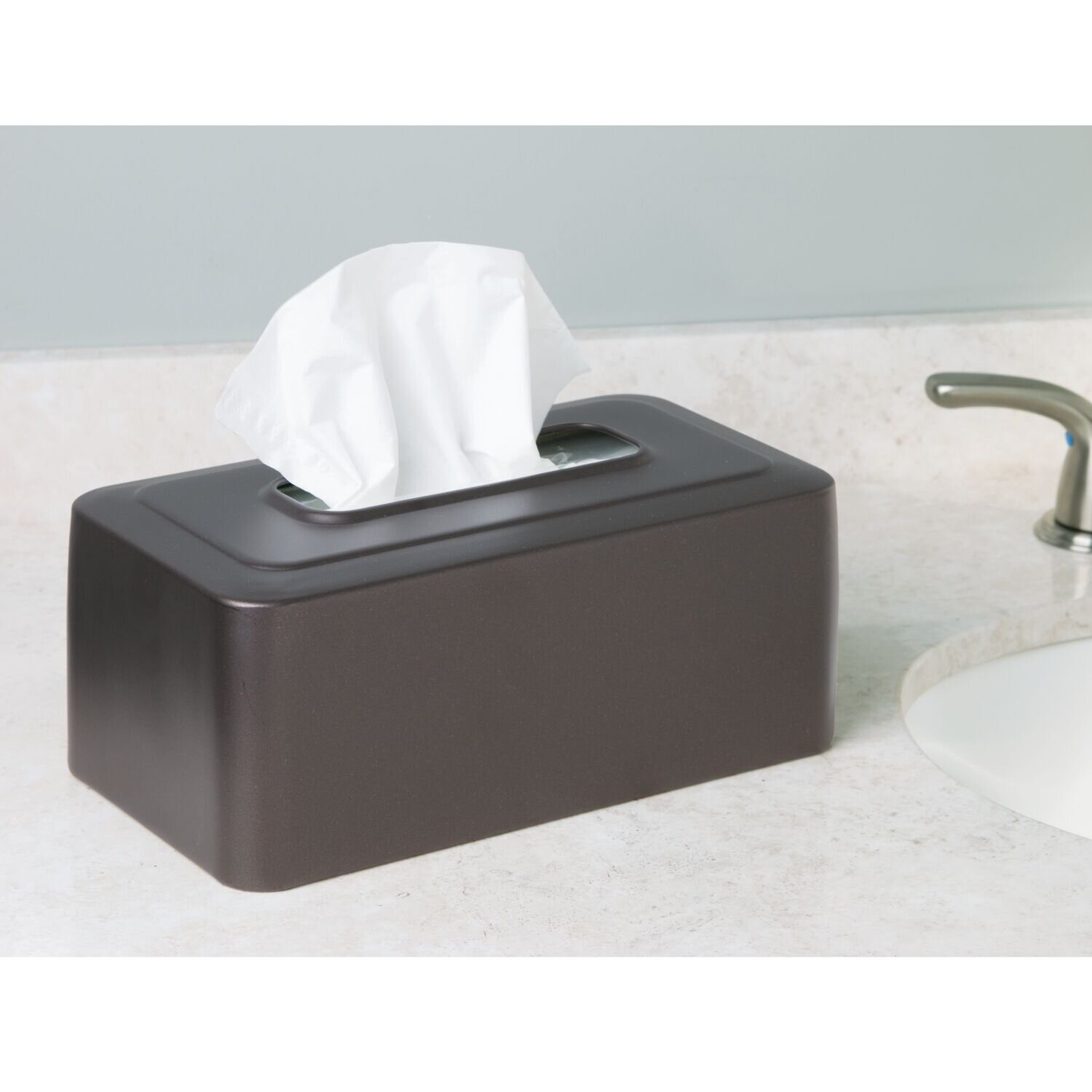 InterDesign Formbu Bamboo Boutique Tissue Kleenex Box Cover Home Bath Accessory 