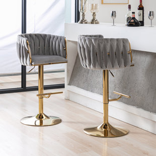 gray bar stools with gold legs