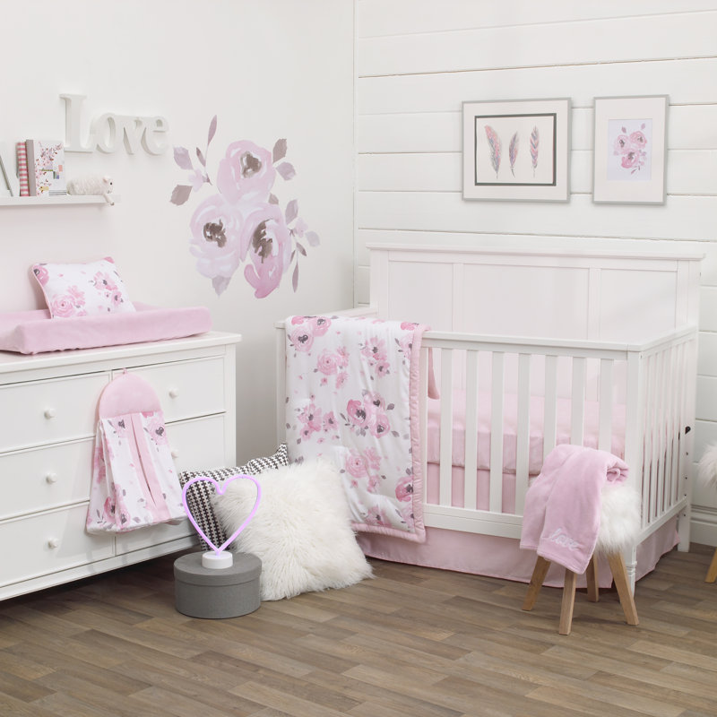 watercolor floral crib bedding set