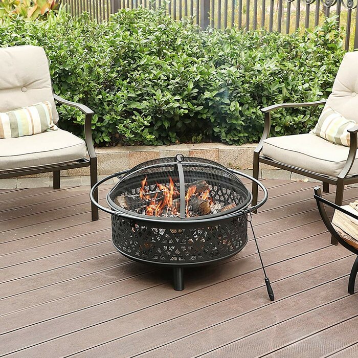 Fire Pit Small Folding Black Charcoal Outdoor Patio Backyard Steel