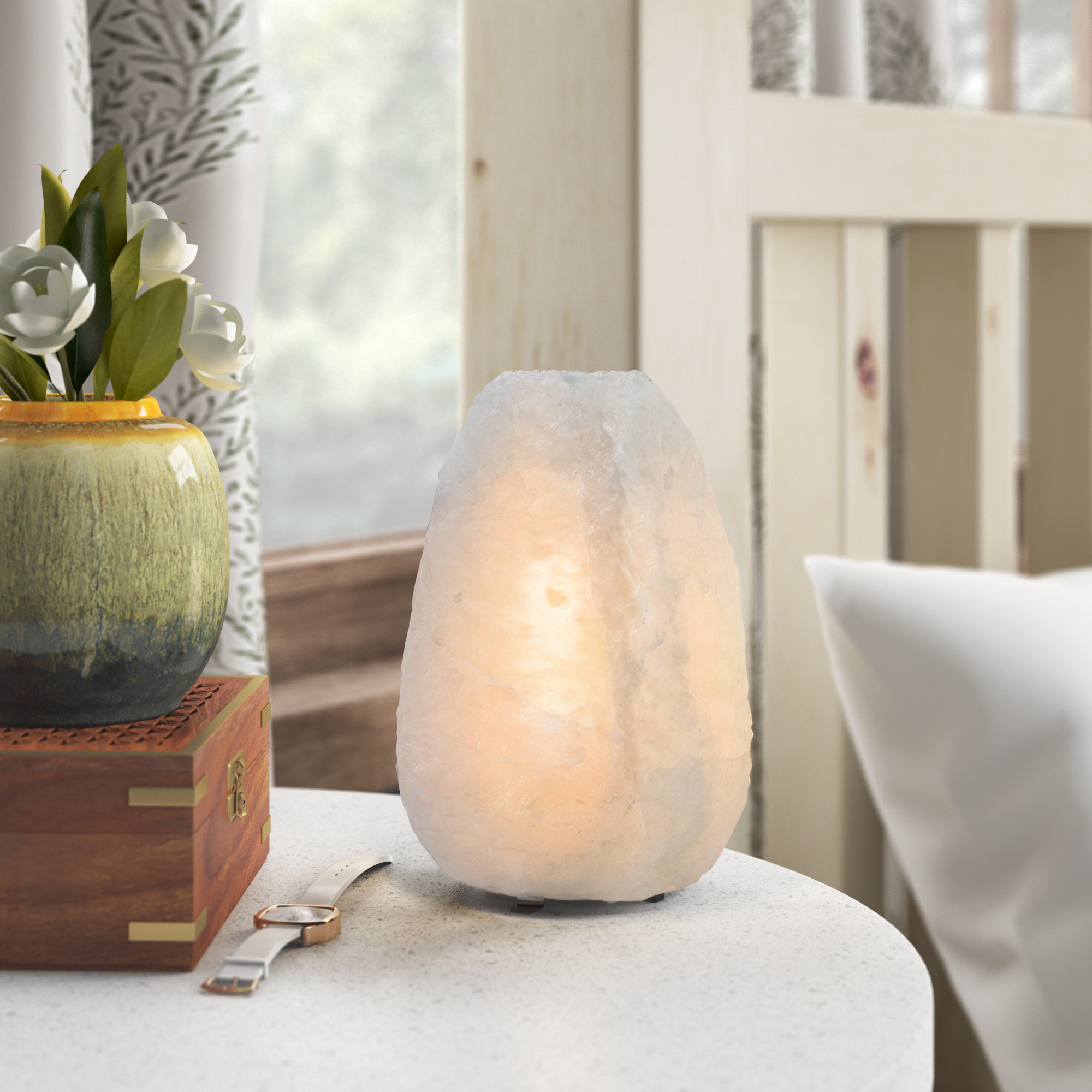 large white salt lamp