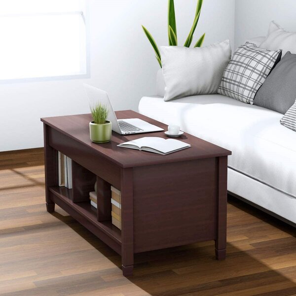 Reception Room Office Living Room Solid Wooden Modern Pop-Up Storage for Home Sturdiness Wood Hydraulic Lift Top Coffee Table with Hidden Storage Compartment 