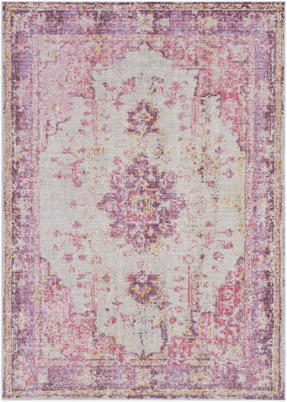 Bungalow Rose Kahina Vintage Distressed Oriental Pink Area Rug Kahina Vintage Distressed Oriental Pink Area Rug