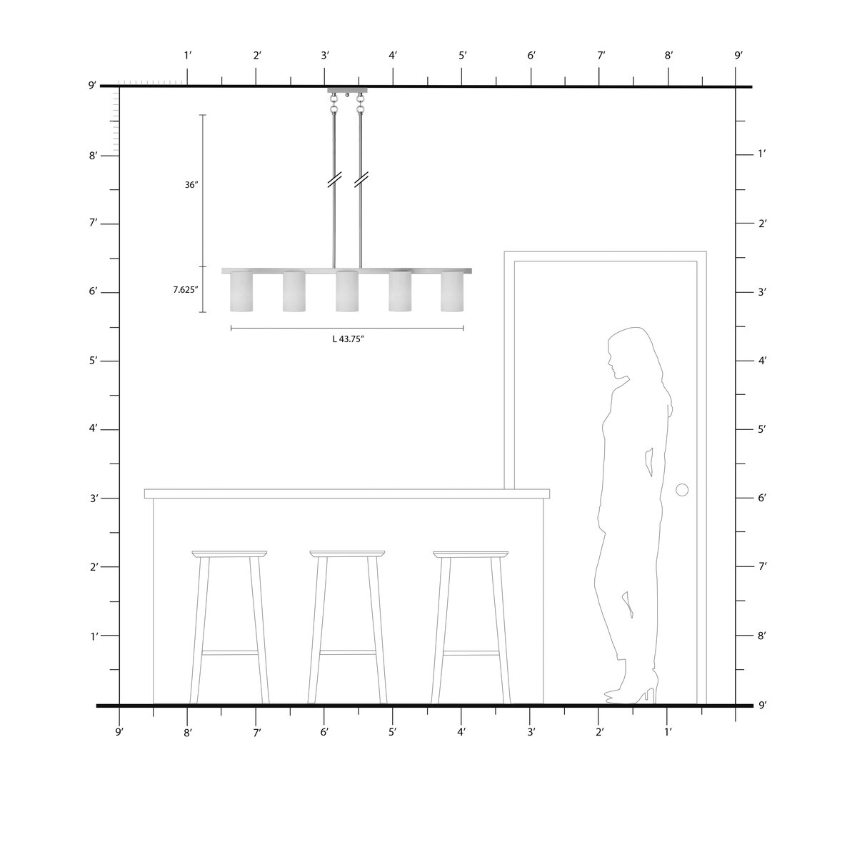 Zipcode Design™ Delvin 5 - Light Kitchen Island Linear Pendant ...