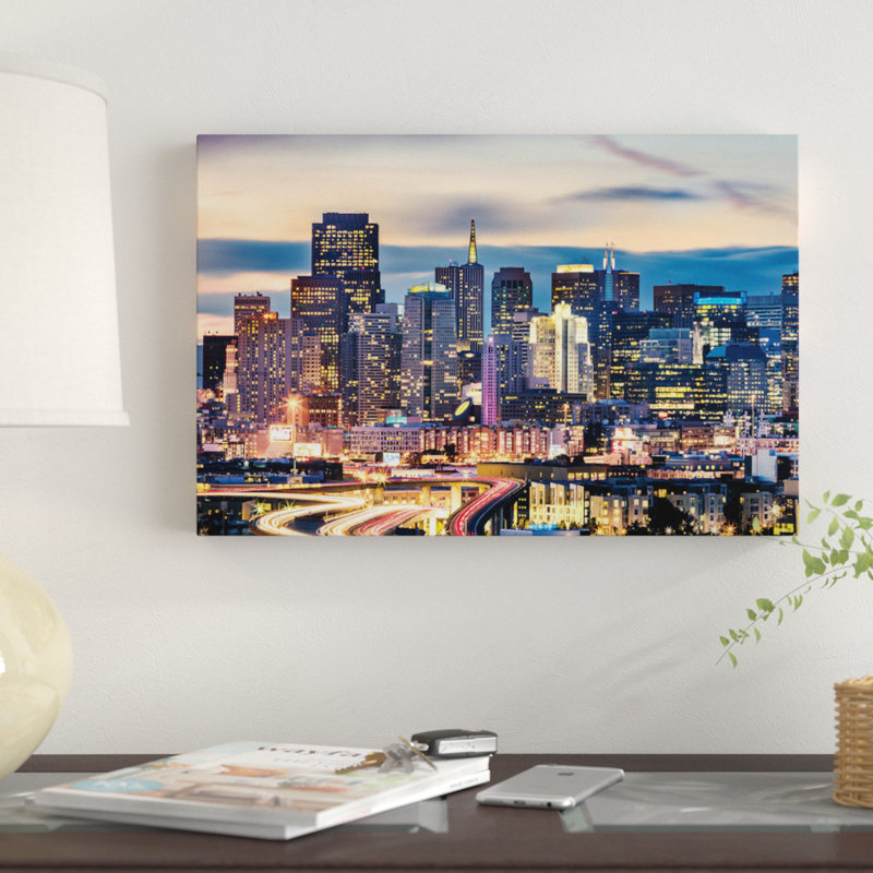 East Urban Home San Francisco Skyline At Night Bymatteo Colombo Graphic Art Print On Wrapped Canvas Wayfair