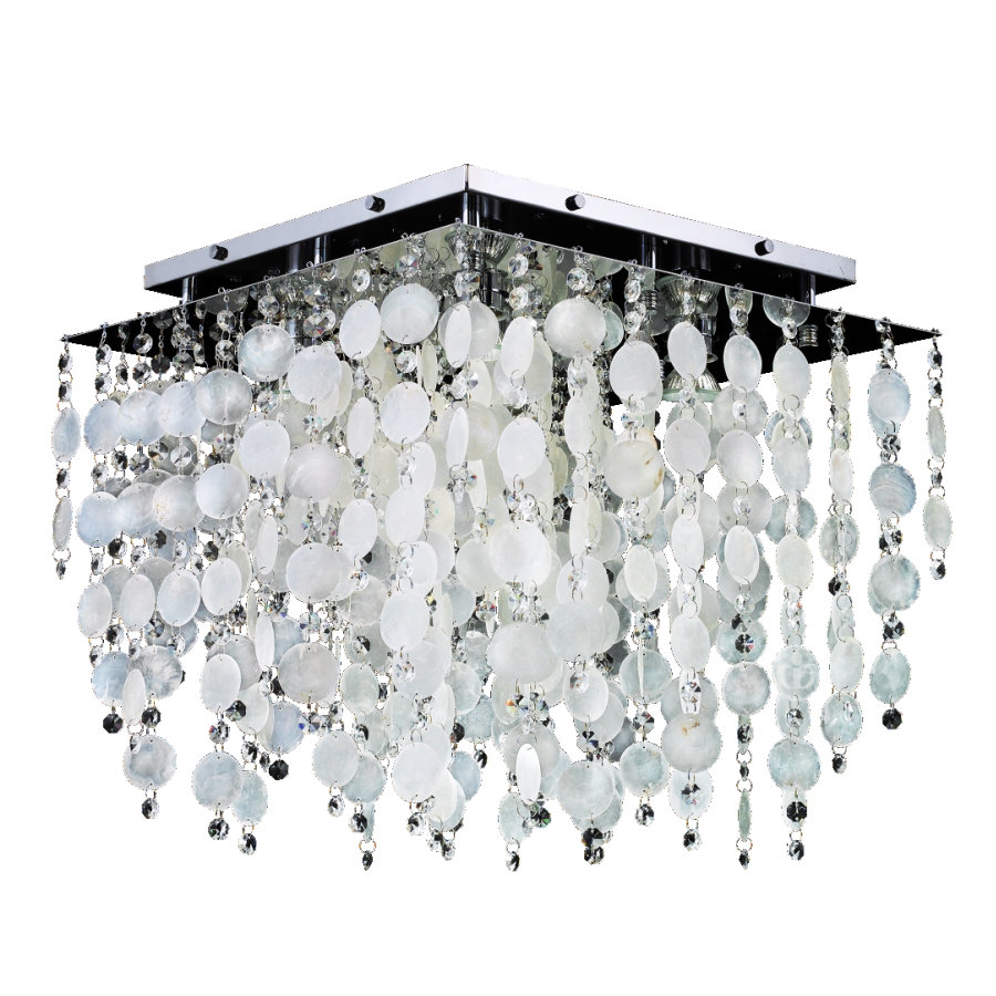 Glow Lighting Cityscape Capiz Shell And Crystal 5 Light Flush
