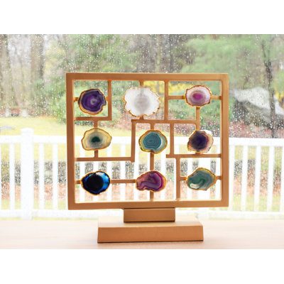 Roza Agate Slices on Stand