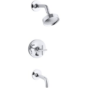 Purist Rite-Temp Pressure-Balancing Bath and Shower Faucet Trim with Push-Button Diverter, 7-3/4