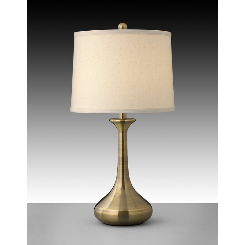 Satin Antique Brass Table Lamp Set 