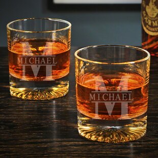 oakmont whiskey glasses with personalized leather wrap