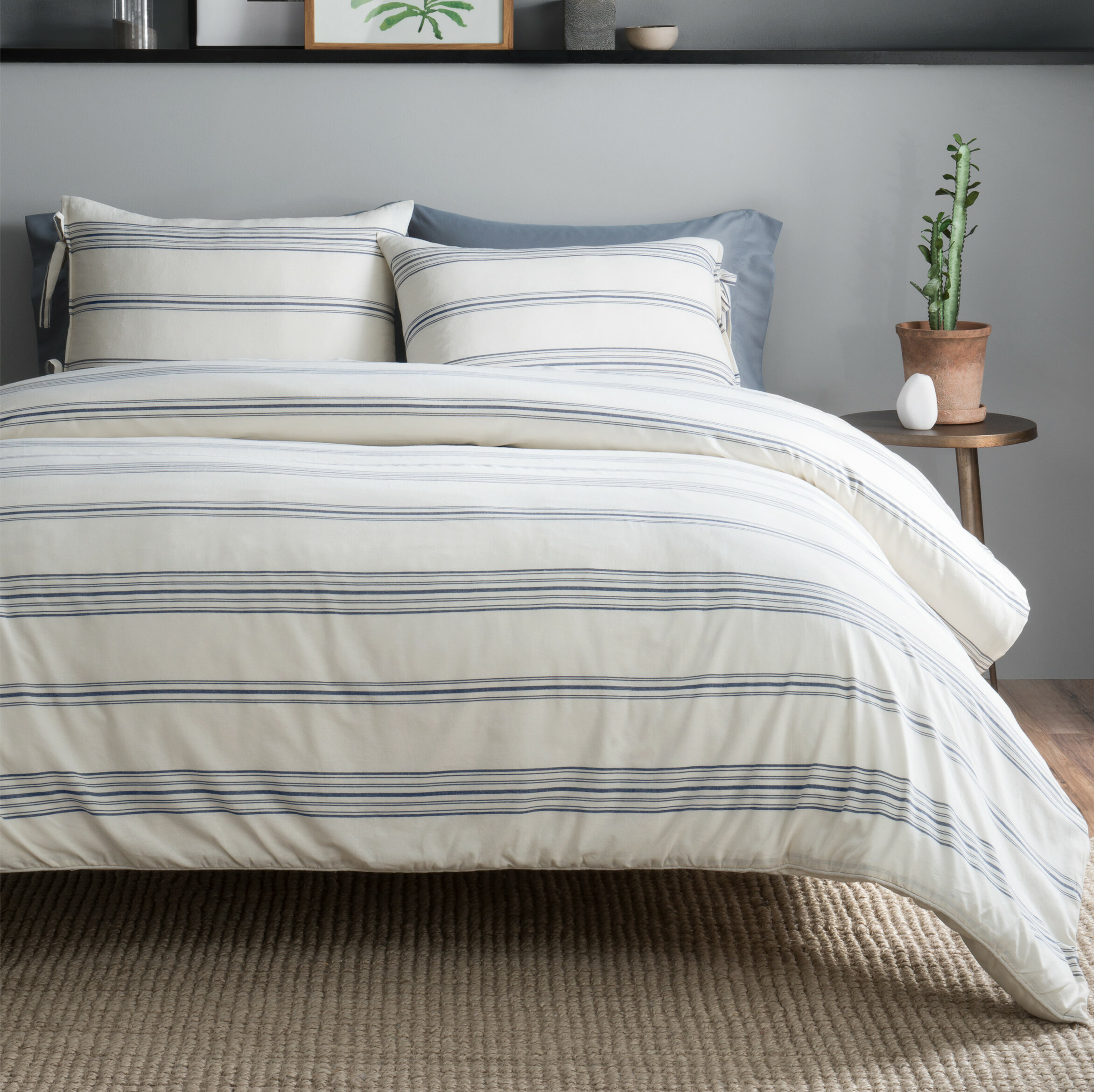 Gracie Oaks Digennaro Ticking Stripe Duvet Cover Set Wayfair