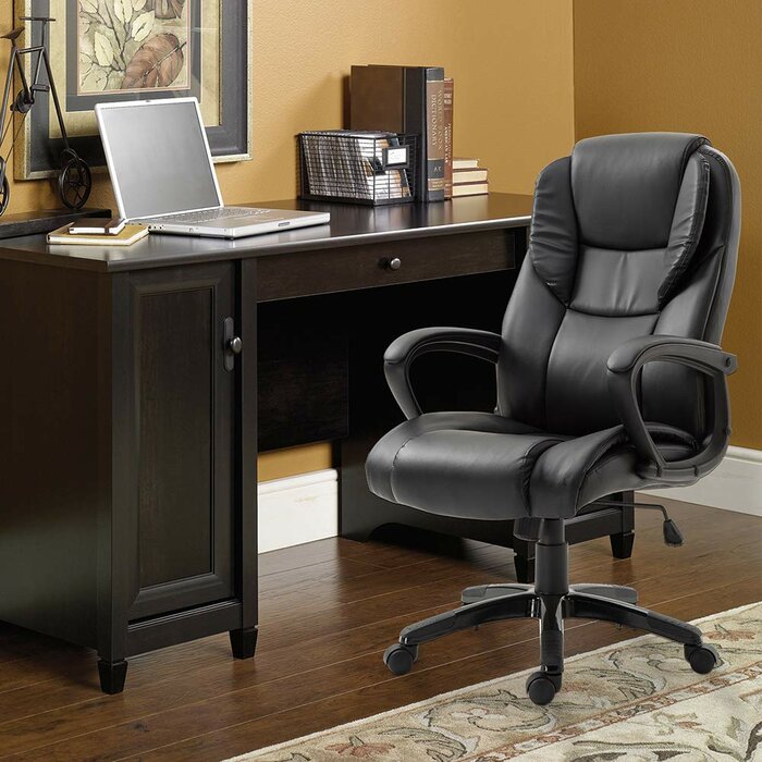 Ebern Designs Leather Office Chair High Back Thick Padding