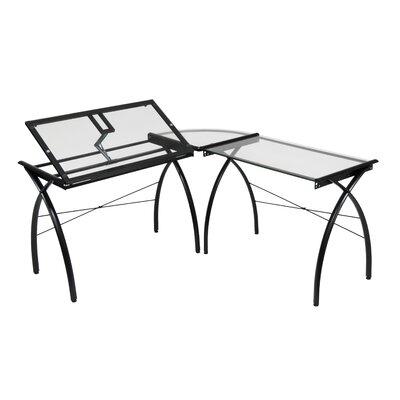 Futura Glass L Shape Drafting Table Studio Designs Color Black And