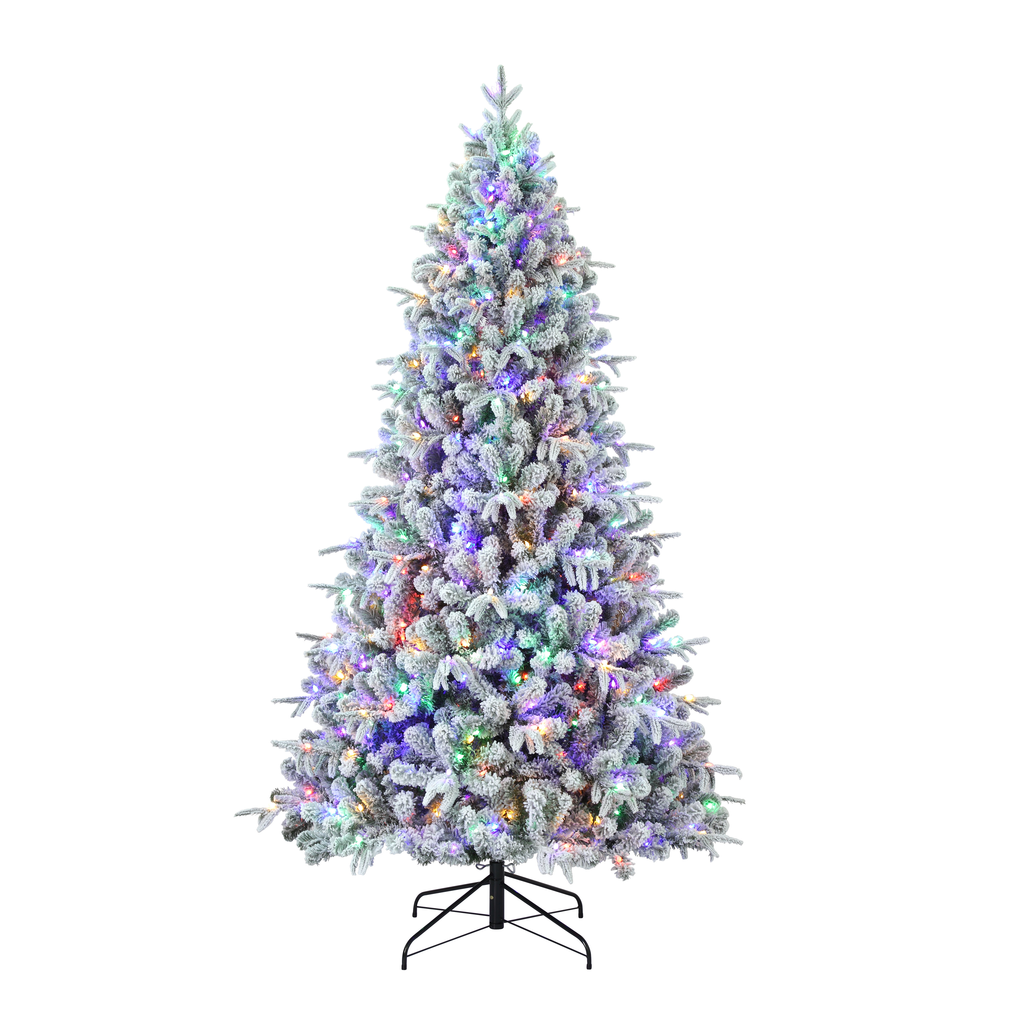 Haute Decor 7 6 H Green Fir Flocked Frosted Christmas Tree With 600 Led Color Changing Combination Lights Reviews Wayfair