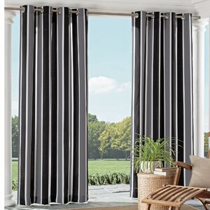 Coco Bay Striped Semi-Opaque Indoor/Outdoor Grommet/Eyelet Single Curtain Panel