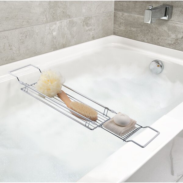 Chrome Bath Rack Shower Tub Organiser Storage Caddy Adjustable Expandable 