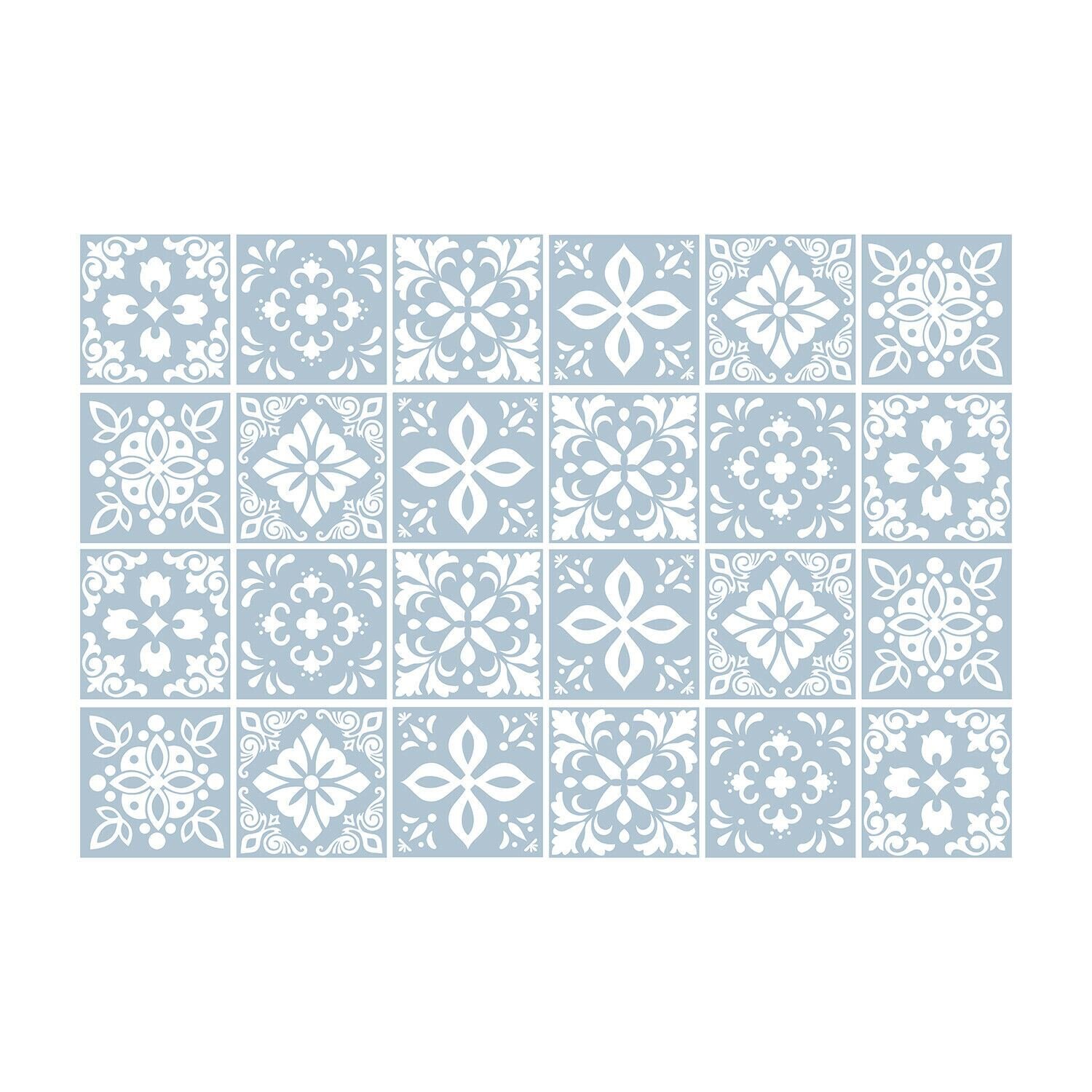 Walplus Wt1556 Andalu Light Grey Cement Spanish Wall Tile Sticker Set 15 X 15 Cm 6 X 6 In 48 Pcs Wayfair