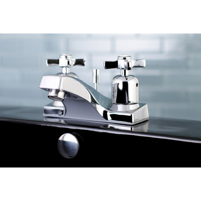 Kingston Brass Millennium Two-Handle 3-Hole Deck Mount 4" Centerset Bathroom Faucet with Plastic Pop-Up