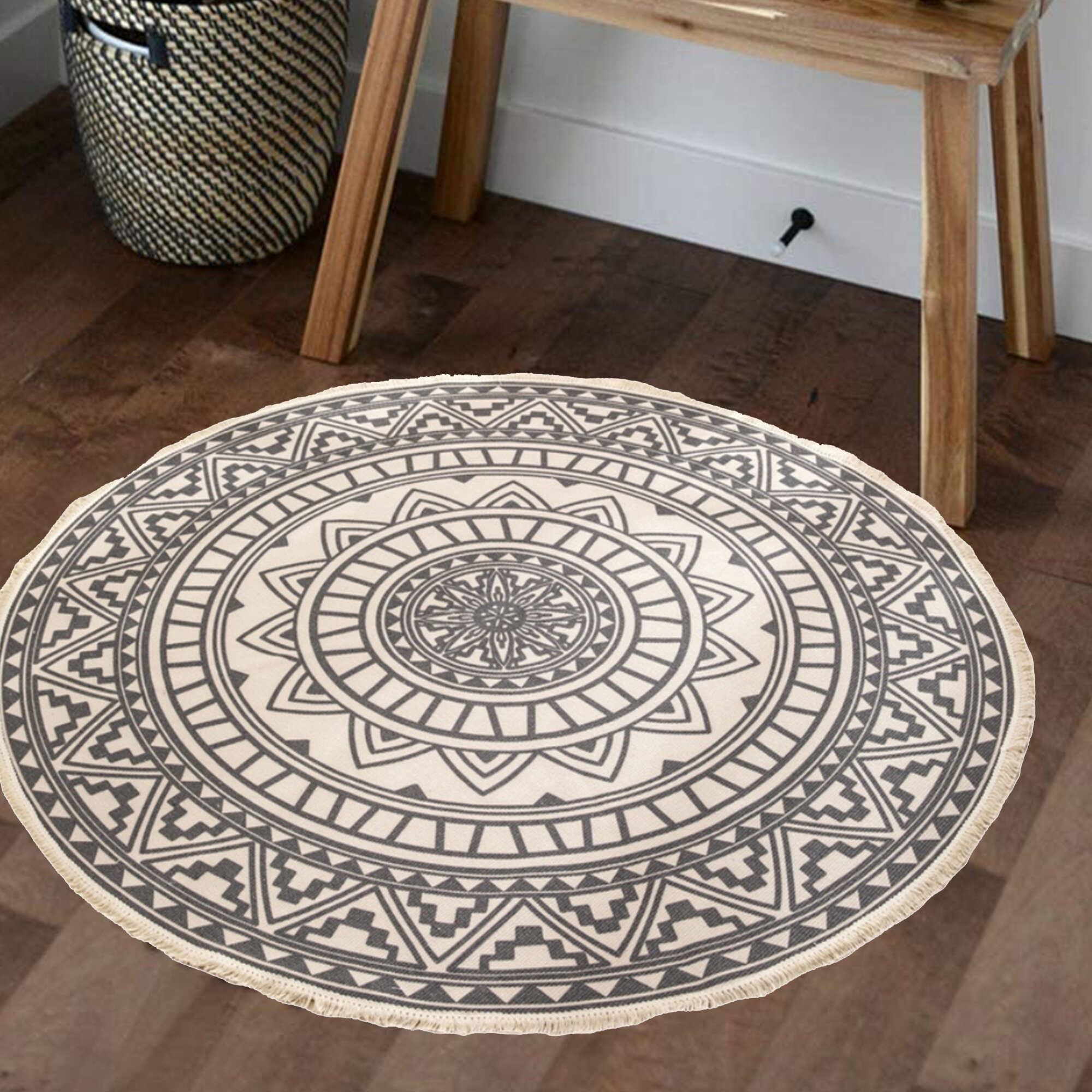 Round Area Rug Colorful Dog Paw Pattern 3ft Diameter Non-Slip Circle Rugs Soft Throw Rugs Machine Washable Floor Carpet for Sofa Living Room Bedroom Nursery Kids Playroom Decor 